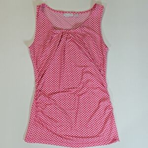 New York & Company Sleeveless Blouse Womens Small White‎ Pink Preppy Casual Top